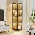 thumbnail image 5 of 63" Corner Display Cabinet with LED Lights, 4 Tier Curio Storage Cabinet & Showcase for Living Room, Bedroom, Black, 5 of 8