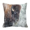 thumbnail image 1 of EREHome American Bison Or Buffalo Resting In A Snow Storm Pillow Case Cover Set 20x20 Inch, 1 of 1