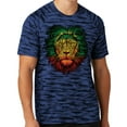 thumbnail image 1 of Mens Rasta Colors Lion Rastafarian Moisture-Wicking Camo Tee Shirt, XL True Royal Blue, 1 of 5