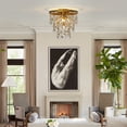 thumbnail image 6 of 5-Light 20'' Modern Antique Gold Flush Mount With Rain Drop Crystal Shade, 6 of 7