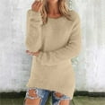 thumbnail image 2 of yunLCZ Womens Blouses Women's Fashionable Long Sleeve Pullovers Loose Fluffy Fuzzy Jumper Sweater Polyester,Spandex Beige L, 2 of 7