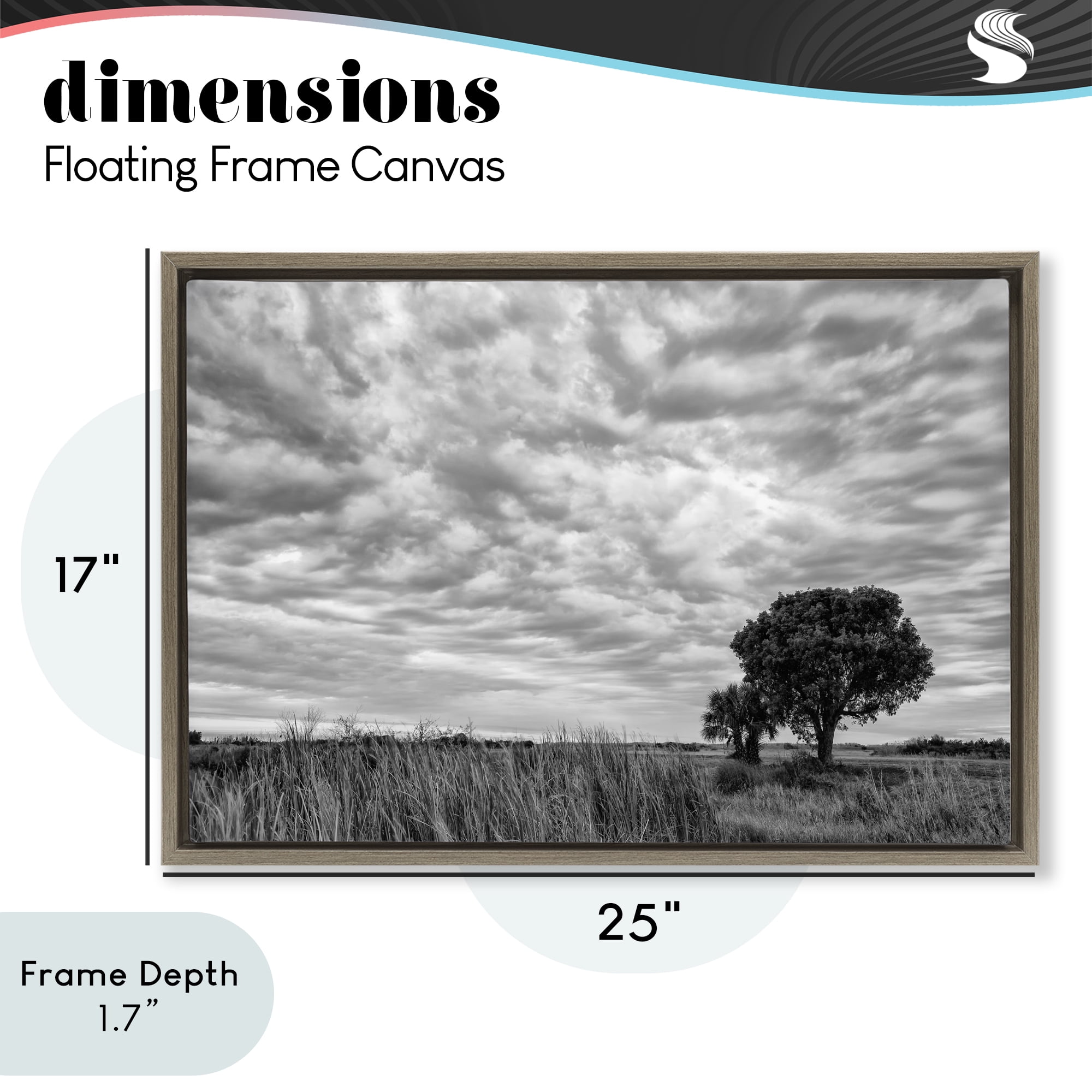 Stupell Industries Solitary Tree Beneath Clouds Brown Framed Floater Canvas Wall Art, design by Jon Evan