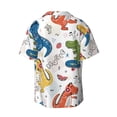 thumbnail image 2 of KLL Dinosaur Listening to Music Print Men's Shirt Short Sleeve Button Down Summer Cuba Beach Shirts- Medium, 2 of 7
