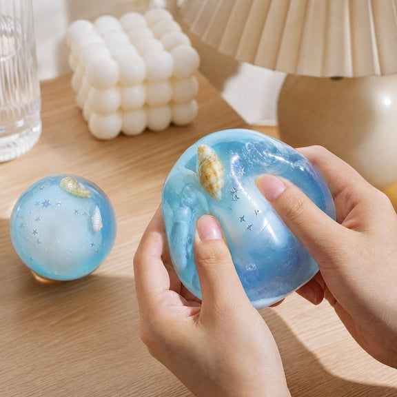 Crunchy Coconut Oil Ocean Squishy Ball, Soft Squeeze Toy With Realistic Rustling Sound, Sensory Hand Activity For Relaxation Focus Travel Party Home Fun Novelty Gift For Everyday Sensory Play