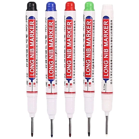 Long Nib Marker, 20mm Deep Hole Marker Pens, Multi-Color Long Nose Construction Markers, Waterproof Quick Dry Metal Wood Carpenter Marking Tool for DIY, Tight Spaces & Drilling