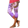 thumbnail image 2 of breaise Women's Capri Leggings High Waisted Cutout Yoga Capris Trendy Tie Dye Stretch Workout Tights Tummy Control Knee Length Capri Pants, 2 of 5