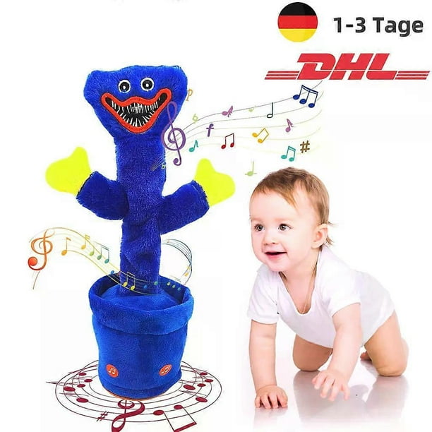 Talking Cactus Plush, Dancing and Singing Cactus Interactive Baby Toy with Electronic Talk Recording Huggy Wuggy (Blue)