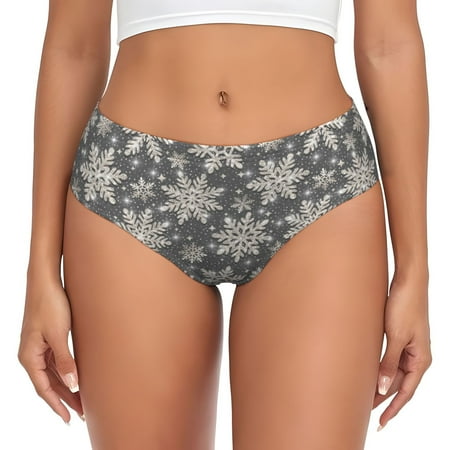 Womens Underwear - Sparkling Snowflakes No Show Seamless Underwear for Women  Kawaii Soft Stretch Women s Panties  Hipster Ladies Panties Bikini Underwear Briefs