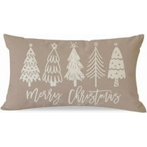 Christmas Pillow Covers 12x20 Inch Beige Neutral Merry Christmas Tree Decor Outdoor Xmas Winter Holiday Decorative Lumbar Throw Pillow Case Home Decorations for Living Room Bedroom Sofa Couch