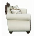 thumbnail image 2 of Modern Beige Fabric Sofa with Cherry Finish and 5 Pillows (70" x 25" x 21"), 2 of 5