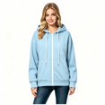 thumbnail image 2 of Women’s Zip‑Up Hooded Drawstring Sweatshirt , Fall Winter Long Sleeve Hoodie with Pockets, Women's ,Size L-5XL, 2 of 4