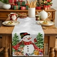 thumbnail image 4 of Winter Snowman Cotton Linen Table Runner Merry Christmas Xmas Tree Elk Gray Background Dining Table Runners for Home Decor Party Dining Room Restaurant Kitchen Party 13" x 72", 4 of 9