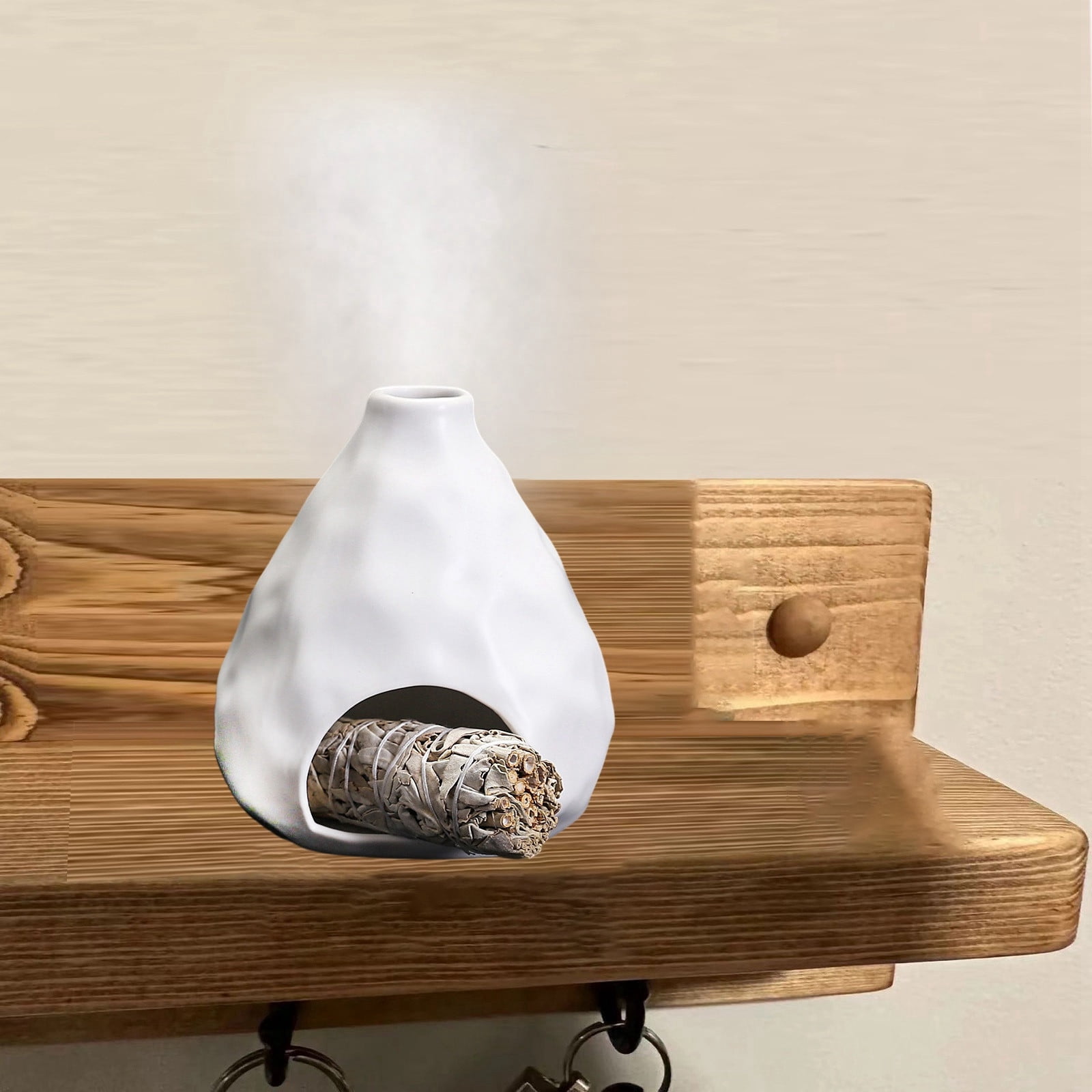 Triangular Ceramic Incense Burner - Modern Sage & Cone Holder for Meditation, Energy Cleansing & Yoga - Elegant Ash Catcher Smudge Bowl - Home Decor Gift