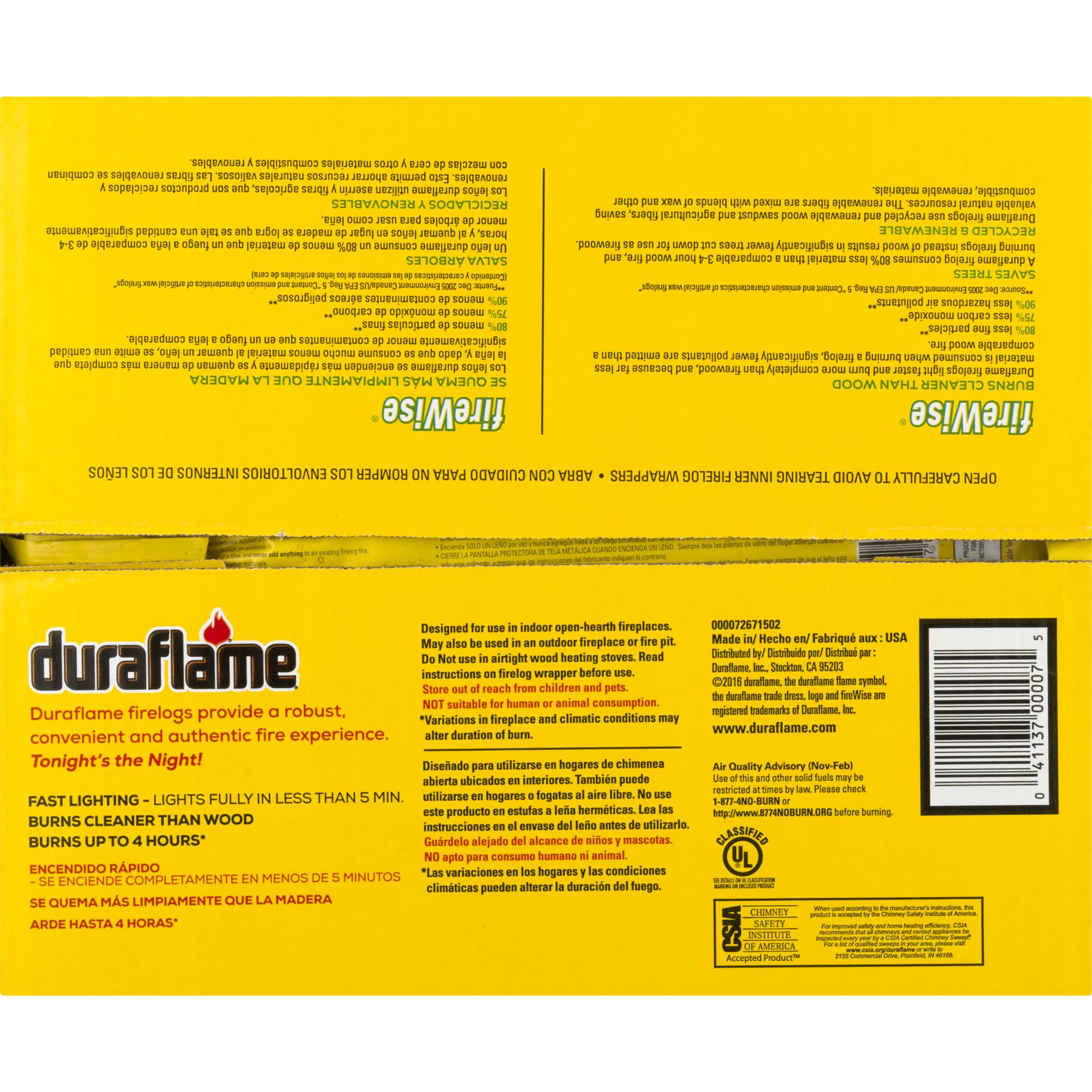 Duraflame 6lb Firelogs 6-Pack Case, 4 Hour Burn - Walmart.com