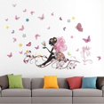 thumbnail image 4 of Autocollant mural en PVC amovible en vinyle motif fée, fleur et papillon, 4 of 4