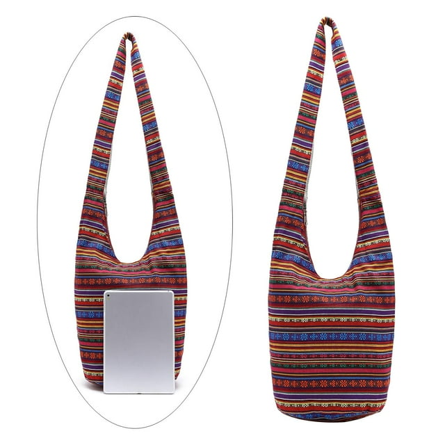 Bolso bandolera hippie bohemio Hobo Bolsos de hombro Monedero Cierre con A-Borgoña Hugo Monedero de hombro hippie tailandés