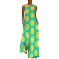 thumbnail image 1 of Robe Citron Aquarelle Été Rayures Bleues et Blanches Mode Coréenne Bohemia Longues Robes Design Moderne Maxi Grande Taille, 1 of 5