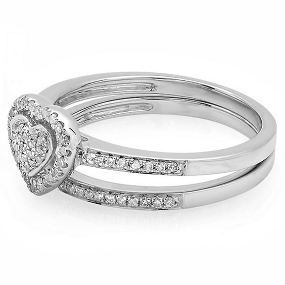 Dazzlingrock Collection 0.23 Carat (ctw) 10K White Diamond Ladies Engagement Ring Set 1/4 CT, White Gold, Size 9