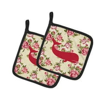 Caroline's Treasures BB1021-RS-YW-PTHD Whale Shabby Chic Yellow Roses Pair of Pot Holders , 7.5HX7.5W, multicolor