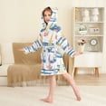 thumbnail image 4 of FORMRS Kids Bathrobe Unisex Hooded Robe Toddler Pajamas Sleepwear, Size 4-6T, White Hand Drawn Sailboats, 4 of 7