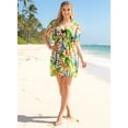 thumbnail image 3 of HAPPY BAY Women's Beachwear Summer Swim Beach Cover ups for Swimwear Bikini Sheer Chiffon Cover up Dress Bathing Suit Swimsuit Coverups for Women M-L Tropical Leafs, Multicolor, 3 of 5
