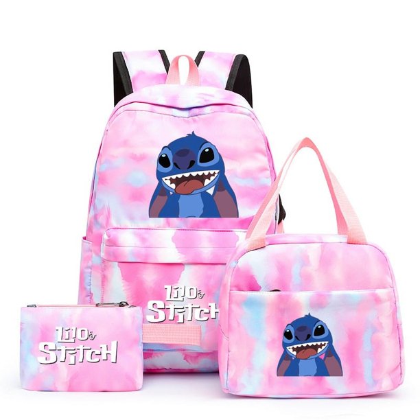 3Pcs Disney Lilo Stitch Colorful Backpack Set for Girl Boy Student Teenager Rucksack Women Casual School Bags with Lunch Bags