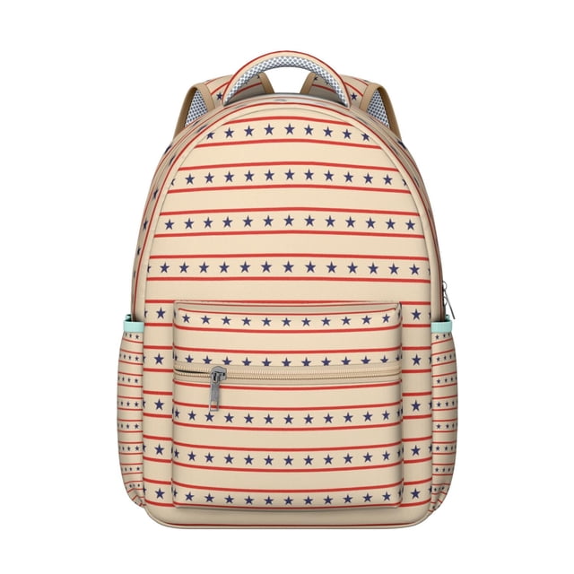 Geometric School Backpack Abstract Watercolor Boho Design with Rainbow Gradient and Starry Night Ocean Beach Scenery for Students