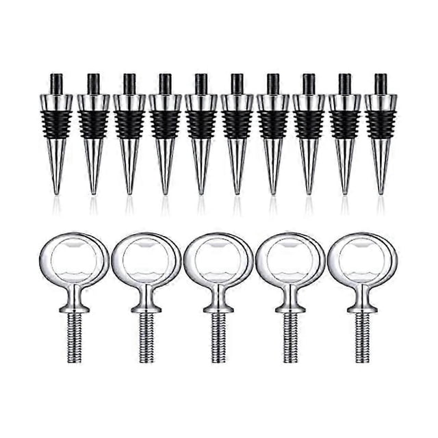10Pcs Wine Stopper and 5Pcs Bottle Opener Bottle Opener Inserts Set