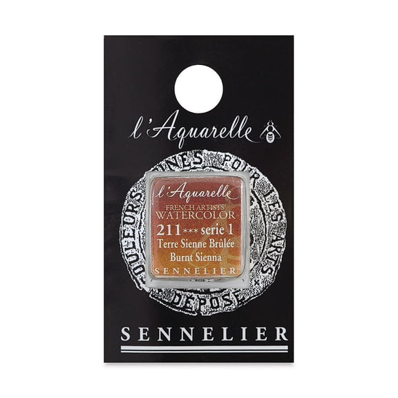 Sennelier French Artists' Watercolor, Half Pan, Burnt Sienna S1