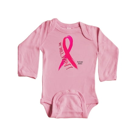 

Inktastic We Will Win Against Breast Cancer with Pink Ribbon Gift Baby Boy or Baby Girl Long Sleeve Bodysuit