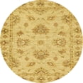 thumbnail image 1 of Ahgly Company Machine Washable Indoor Round Abstract Orange Area Rugs, 3' Round, 1 of 7