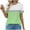 Summer Tops for Women Green, variant on Womens Plus Size Summer Tops, Short Sleeve Shirts for Women Fashion Pleated Color Patchwork Crewneck T-Shirts