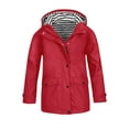 thumbnail image 5 of Girls Rain Jacket Lightweight Water_proof - Full Zip Up Hooded Wind&Water Resistant Hooded Raincoat with Pockets Hiking Outerwear - Red,9-10 Years, 5 of 8