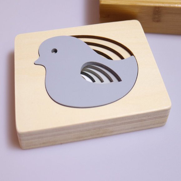 Multi-layered Wooden Puzzle - Bird Rabbit Whale Animal Puzzle - Montessori Biology Zoology - Baby Toddler Preschool Toy - Montessori Waldorf