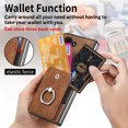 thumbnail image 6 of Mantto for Samsung Galaxy Z Fold 6 Back Wallet Case,with Elastic Card Holder,Shockproof PU Leather 360° Rotation Ring Kickstand Support Magnetic Car Mount Phone Case for Women Men,Brown, 6 of 7