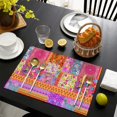 thumbnail image 3 of Pioneer Flower Floral Print Pattern Summer Placemats Table Placemats Set Of 6-Linen Kitchen Washable Placemats Table Mats 12x18 Inch Non-Slip Heat Resistant, 3 of 5
