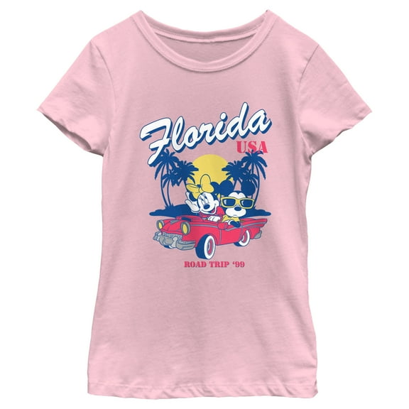 Girl's Mickey & Friends Florida Road Trip Graphic Tee Light Pink Small