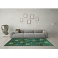 thumbnail image 3 of Ahgly Company Machine Washable Indoor Rectangle Abstract Turquoise Blue Contemporary Area Rugs, 2' x 5', 3 of 4