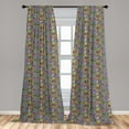 thumbnail image 5 of Retro Curtains 2 Panels Set, Various Different Cartoon Style on Black and White Stripes Quirky Composition, Window Drapes for Living Room Bedroom, 56"W X 84"L, Multicolor, by Ambesonne, 5 of 5