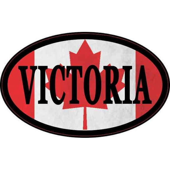 4in x 2.5in Oval Canadian Flag Victoria Sticker