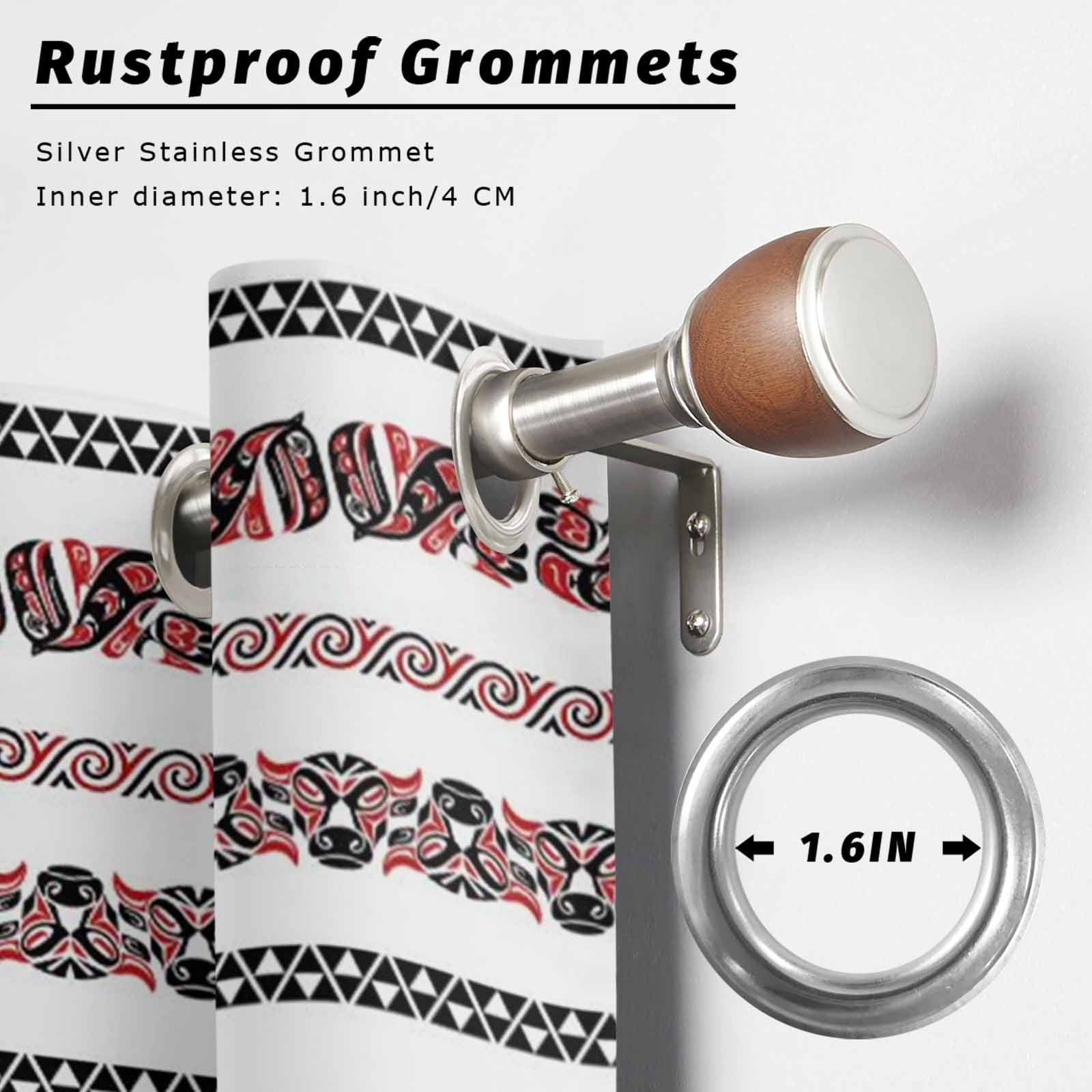 Tribal Ethnic Style Outdoor Curtains for Patio, Bird Geometric Boho Red White Rustic Sunshade Privacy Drapes Grommet Waterproof Outside Curtains for Porch/Cabana/Balcony 54"x 108", 1 Panel