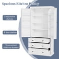 thumbnail image 3 of 77inch Farmhouse Kitchen Pantry, Freestanding Tall Cupboard Storage Cabinet with 3 Adjustable Shelves,8 Door Shelves,and 3 Drawers, Kitchen Storage Cabinet, 3 of 9