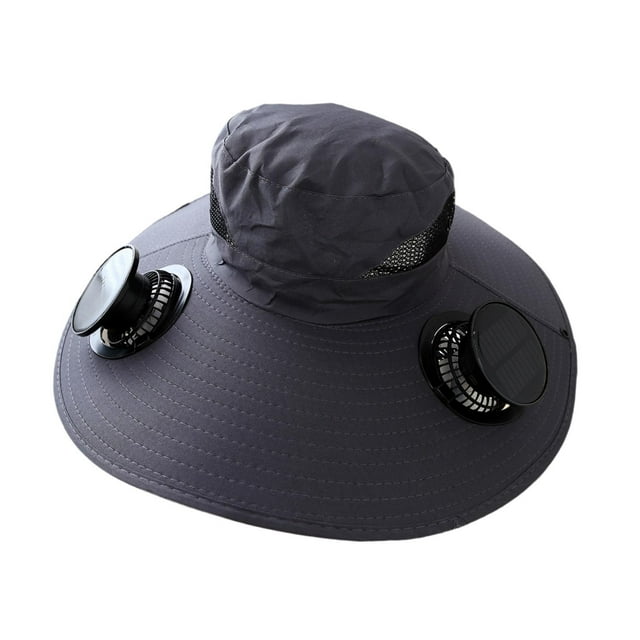Sombrero con ventilador ar para exteriores, sombrero para el , recargable, de ancha, para hombres y mujeres, gorra de pescador Gris oscuro azul