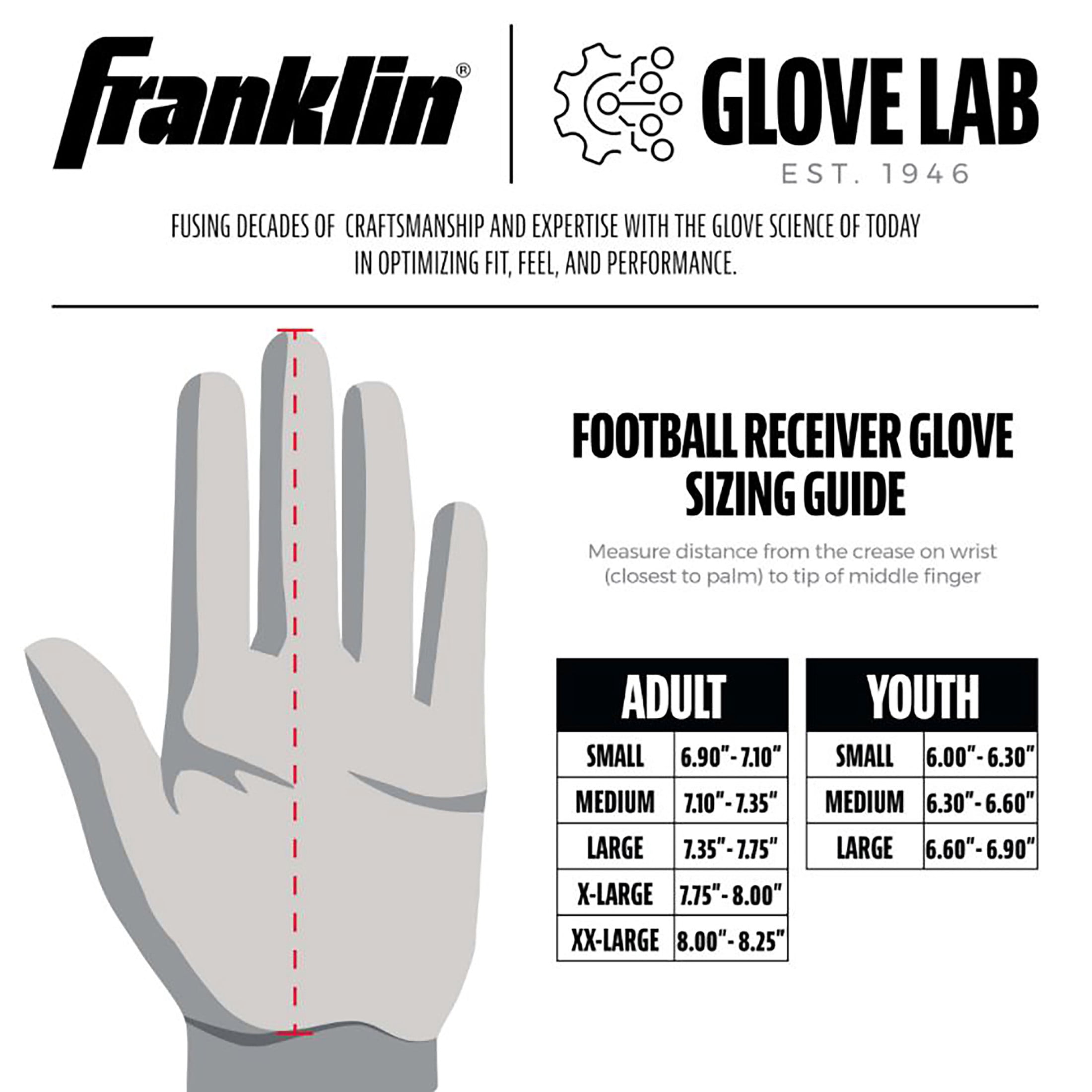 Franklin Sports Supratak Football Receiver Gloves - Black Gold - Adult Small