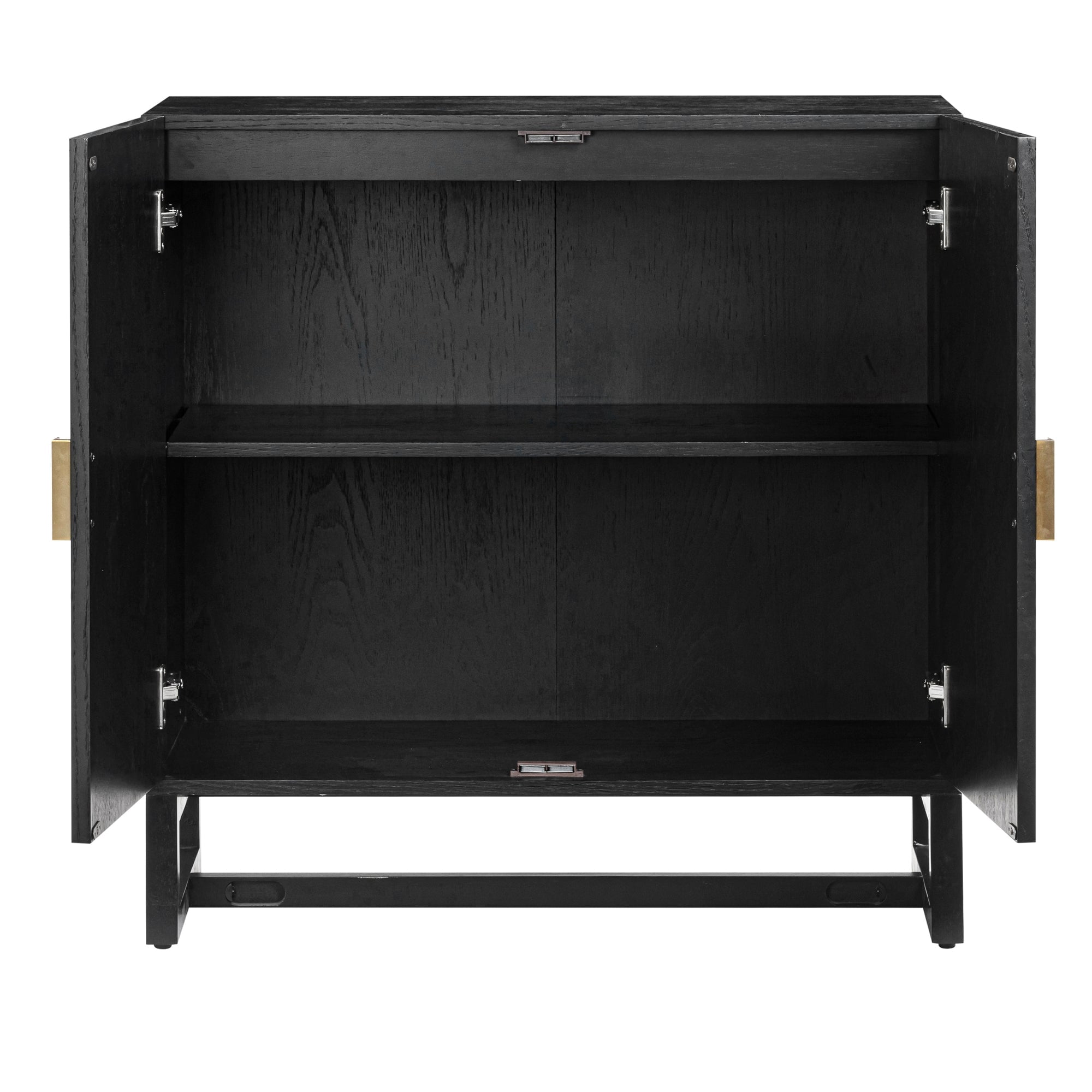 Nathan James Paxton Boho Wood Storage Cabinet with Doors, Small Storage Cabinet for Living Room or Kitchen with Rattan Door Details, Black Oak