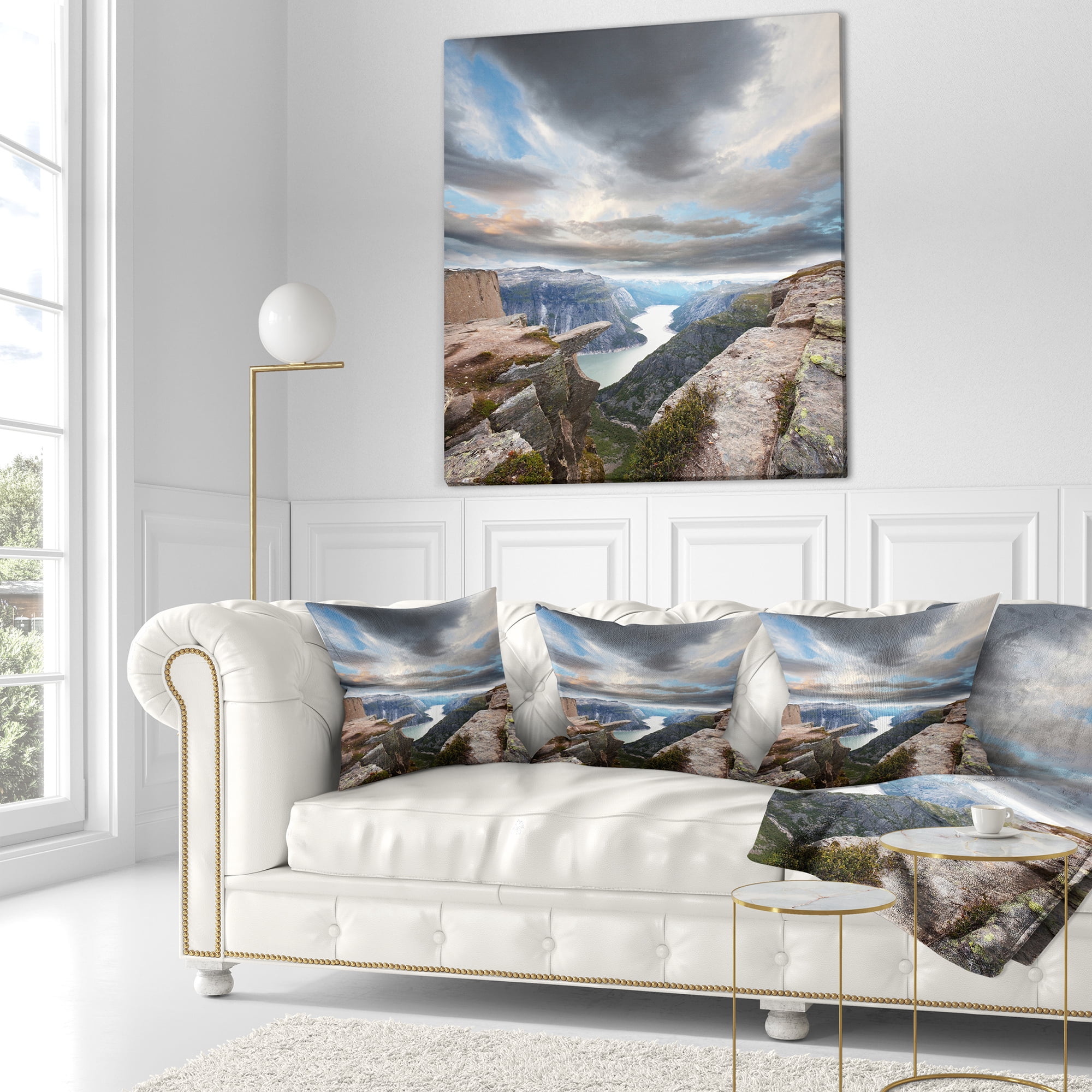 Designart 16" x 16" White Polyester Throw Pillow
