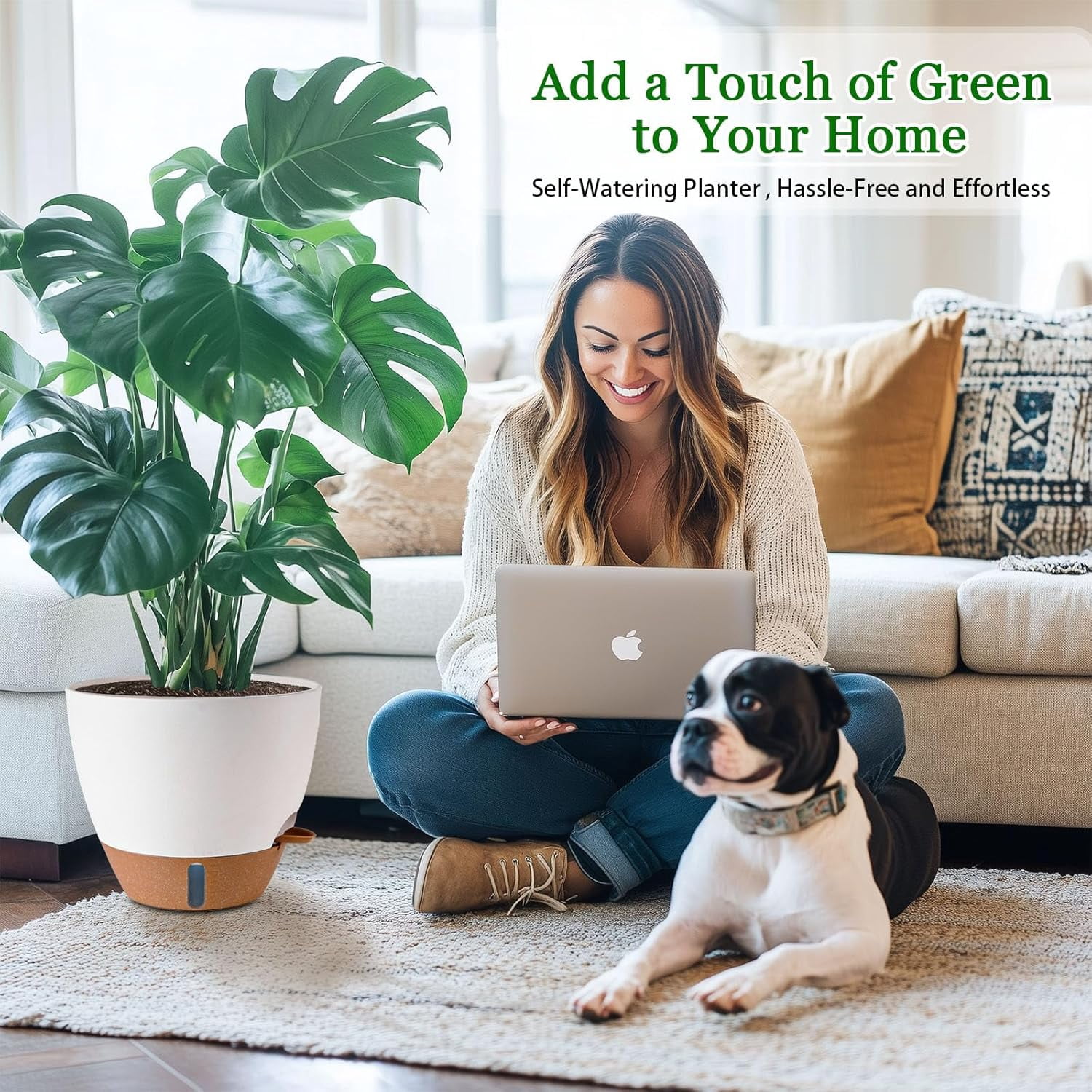 Self watering flower pot, suitable for indoor/outdoor plants with drainage holes and modern decorative flower pots. Different colors and specifications to choose from