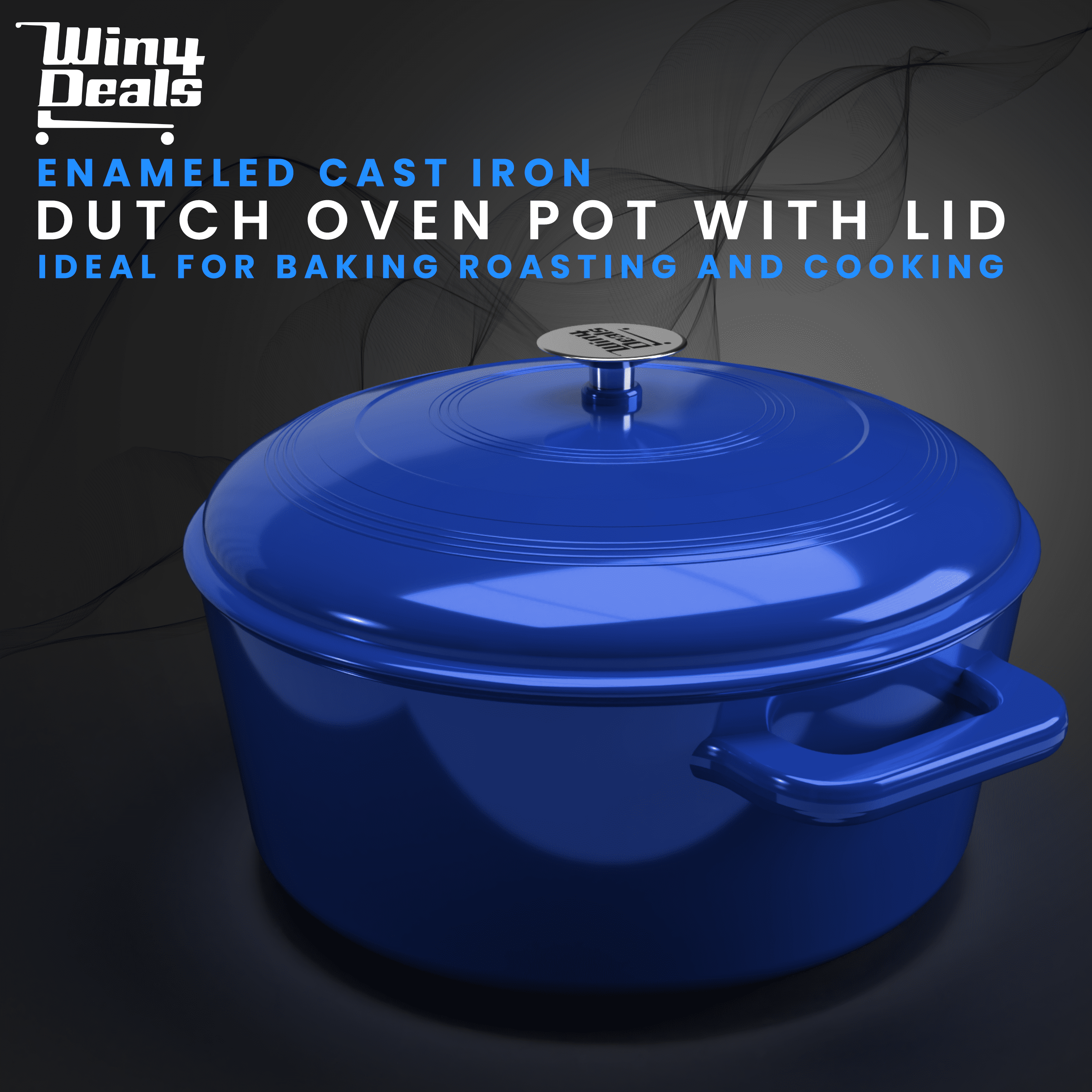 4.5 QT Enameled Cast Iron Dutch Oven with Lid Round Dutch Oven Big Dual  Handles Classic Round Pot for Home Baking, Cooking, Aqua