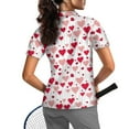 thumbnail image 2 of COEQINE Short Sleeve Golf Shirts for Women V Neck 1/4 Zip Soft Golf Tops Ladybug and Heart Shaped Balloon Print Lightweight Tennis Activewear for Valentine's Day, M, 2 of 7