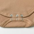 thumbnail image 4 of Newborn Baby Boy Clothes Ribbed Knitted Cotton Short Sleeve Romper +Pants Solid Color Summer Outfits Khaki, 4 of 6